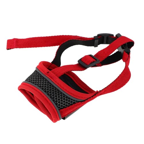 TOYANDONA Hundemaulkorb Mesh Verstellbar Atmungsaktive Maulschlaufe für Kleine Hunde Stoppt Bellen Beißen Kauen Schützt Möbel Robustes Material für Welpentraining und Zuhause Rot von TOYANDONA