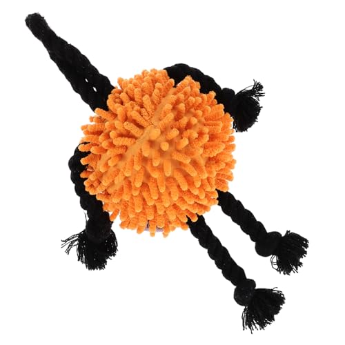TOYANDONA Hundezerrspielzeug mit Quietscher Plüsch Kauspielzeug für Welpen Elastisches Seilspielzeug zur Zahnpflege Interaktives Trainingsspielzeug für Kleine und Mittelgroße Hunde Orange von TOYANDONA