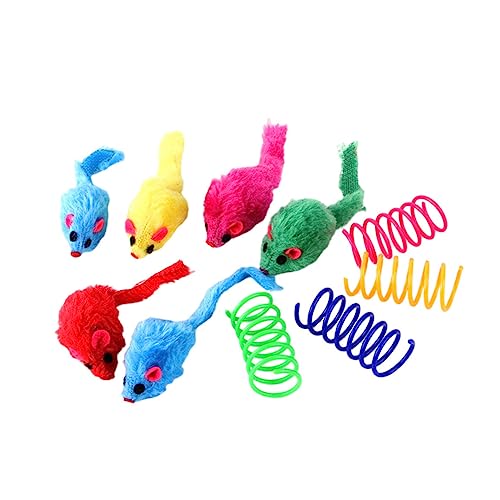 TOYANDONA Interaktives Kitten Teiliges Bunte Spiralfedern Mäuse Plüsch für Katzen Stimuliert Fördert Bewegung Geeignet für Hauskatzen und Kätzchen Zufällige Farbe Zufällige Farbe von TOYANDONA