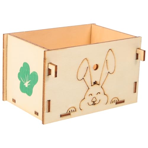 TOYANDONA Kaninchen Heu Futterstation aus Holz für Kleine Haustiere Vielseitige Futterbox mit Futternapffunktion für Hamster und Hasen Einfach zu Reinigen und von TOYANDONA