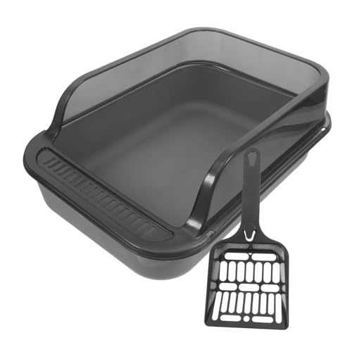 TOYANDONA Kasten Katzentoilette Katzenstreu aus Walnussholz Katzenhängematte Faltbare katzenstreu Katzenpfanne Katzenstreu Pad Brisenstreupellets Katzenklo Abs Dark Grey von TOYANDONA
