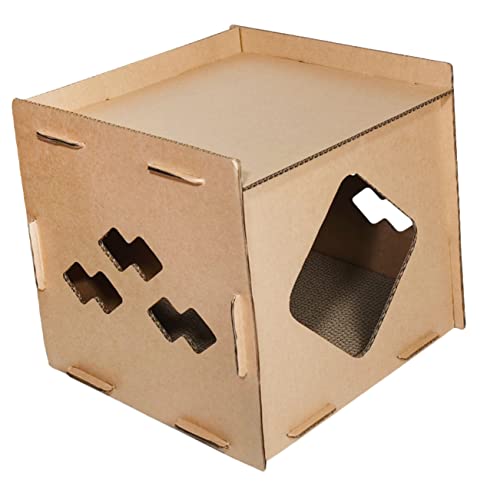 TOYANDONA Katzenhaus aus Kratzpappe Zweistöckiges Kratzbrett für Katzen Langlebiges und Stabiles Design Schlafplatz und Sicher für Ihre von TOYANDONA