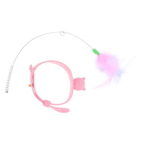 TOYANDONA Katzenkragenspielzeug Katzenspielzeug Interaktives Für Haustiere Für Kätzchenhalsbänder Katzen-Teaser-zauberstab Katzenhalsband-stäbchen Rosa Kieselgel von TOYANDONA