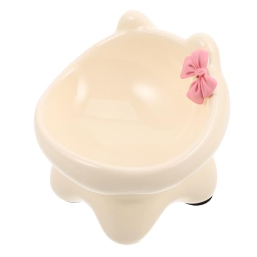 TOYANDONA Katzennapf Futternapf Für Katzen Katzenfutter Kleine Hundefutterschalen Hundenapf Katzengeschirr Für Lebensmittel Wasserspender Für Welpen Erhöhte Kleine Hundenäpfe Beige Keramik von TOYANDONA