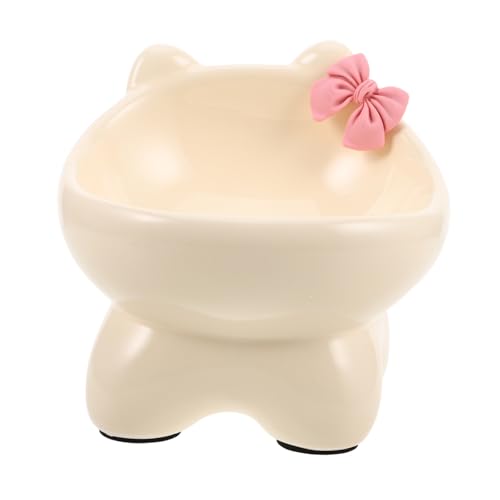 TOYANDONA Katzennapf Katzengericht Erhöhter Katzenteller Erhöhte Kleine Hundenäpfe Katzengeschirr Für Lebensmittel Katzenbedarf Erhöhter Hundenapf Erhöhte Katzenschale Beige Keramik von TOYANDONA