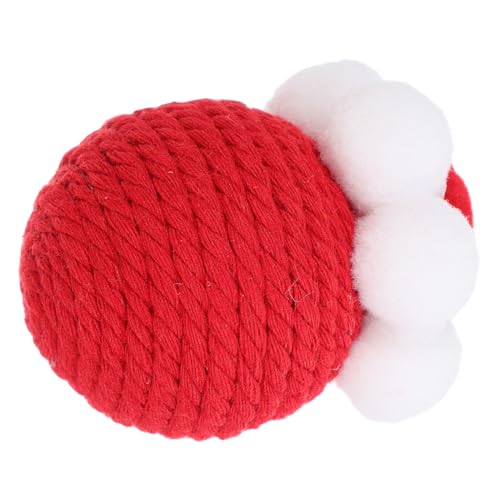 TOYANDONA Katzenspielzeug Sisalball Mit Geräusch Interaktives Kätzchen Für Katzen Fuzzy Wollknäuel Kratzfest Rot Für Aktives Und Zahnpflege von TOYANDONA