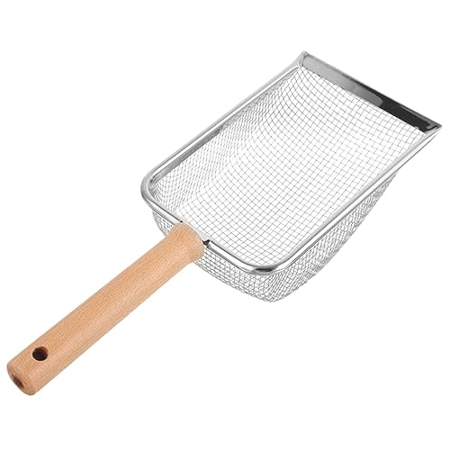 TOYANDONA Katzenstreuschaufel mit Holzgriff Litter Scoop mit Sieb Ergonomisch Langlebig Antihaftbeschichtet für Einfache und Frisches Katzenklo Zuhause und Geschäft von TOYANDONA