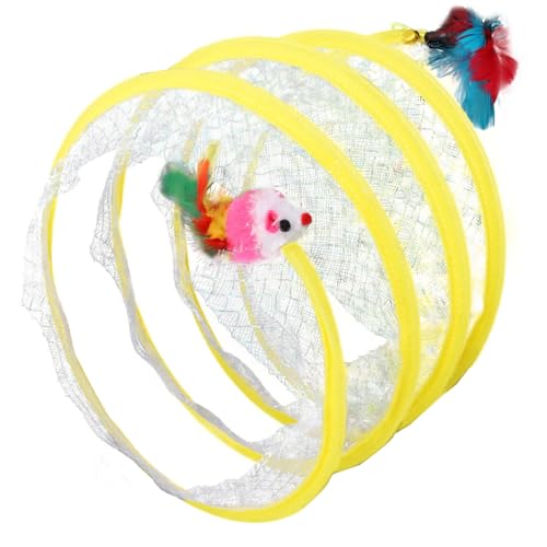 TOYANDONA Katzentunnel mit Federmaus Interaktives Katzen Kätzchenspielzeug natürliches Jagdverhalten und Bewegung Geeignet für Indoor spielspaß und Beschäftigung von TOYANDONA