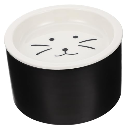 TOYANDONA Keramik Futternapf mit Vorratsbehälter Multifunktionaler Napf für Katzen und Hunde Langlebig Leicht zu Reinigen Komfortabel für Futter und Wasser Schwarzes Design für Angenehmes von TOYANDONA