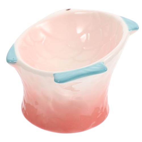 TOYANDONA Keramik Katzenfutternapf Fischform Schräger Flacher Napf für Katzen und Hunde Multifunktionaler Napf für Snacks und Nassfutter Leicht zu Reinigen Stilvolles Futtergeschirr Rosa von TOYANDONA