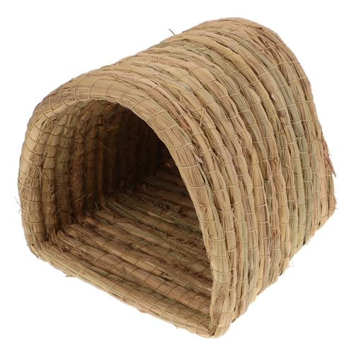 TOYANDONA Kleines Haustierhaus Kaninchen Chinchilla Henne Käfig Wachtel haustierbedarf Stroh-Haustiernest Strohnest Schlafbett für kleine Haustiere Geflochtener Hühnerstall Legen Green von TOYANDONA