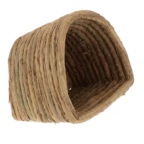 TOYANDONA Kleines Haustierhaus Korb Ratte Käfig Bettwäsche Vlies faltbar Strohnest Kleintiernest Kleintierhöhle Kleintierstall Kleintierbett aus Naturstroh Hühnerschlafnest Hamsterhaus Green von TOYANDONA