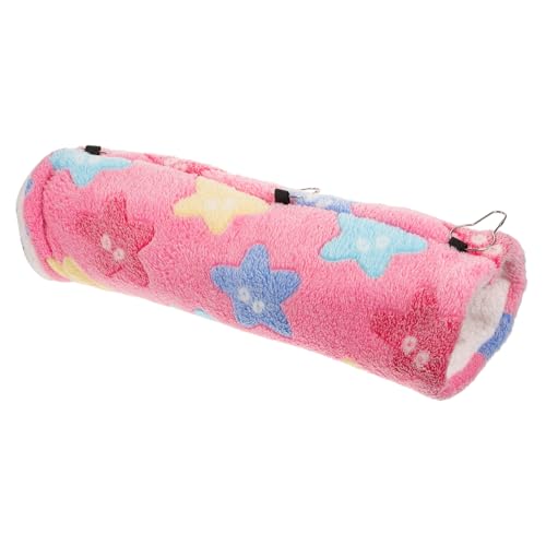 TOYANDONA Kleintier Hängematte aus Dickem Baumwollstoff Warmer Kuscheltunnel für Meerschweinchen Hamster Chinchillas Weicher Rückzugsort im Käfig Niedliches Design in Sternenrosa von TOYANDONA