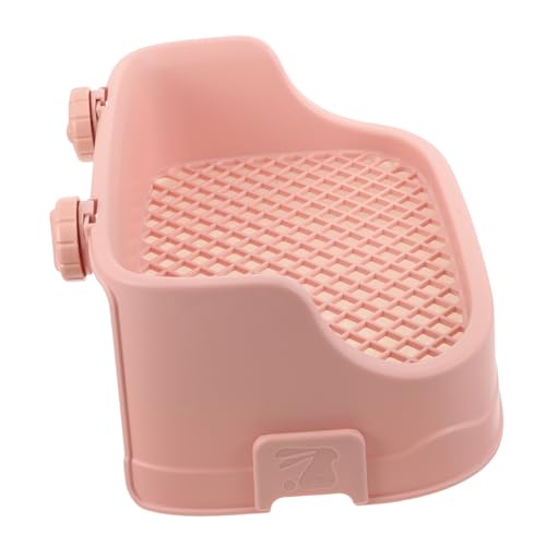 TOYANDONA Kleintier Toilette mit Gitterrost Quadratische Meerschweinchen Toilette Auslaufsichere Waschbare Kaninchen Katzentoilette Großer Litter Tray für Kaninchen Hamster Chinchilla Rosa von TOYANDONA