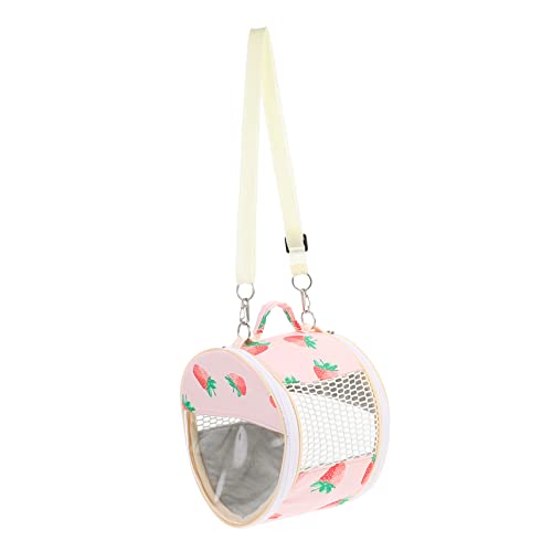 TOYANDONA Kleintier Tragetasche für Hamster Ratten und Meerschweinchen und Atmungsaktiv für Reisen und Ausflüge Erdbeerdesign Handlich und Komfortabel von TOYANDONA