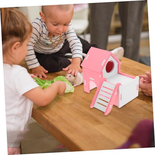 TOYANDONA Kleintier Versteck Haus aus Widerstandsfähiges Nagerhaus mit Schlafplatz Geeignet für Hamster Meerschweinchen und Chinchillas Spiel und Ruhehaus Rosa von TOYANDONA