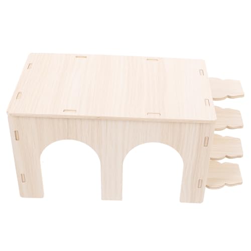 TOYANDONA Kleintier Versteckhaus aus Holz mit Rampe Entzückendes Rattenhaus für Hamster Meerschweinchen und Kleine Verschleißfestes Tier Labyrinth für Sicheren Lebensraum von TOYANDONA