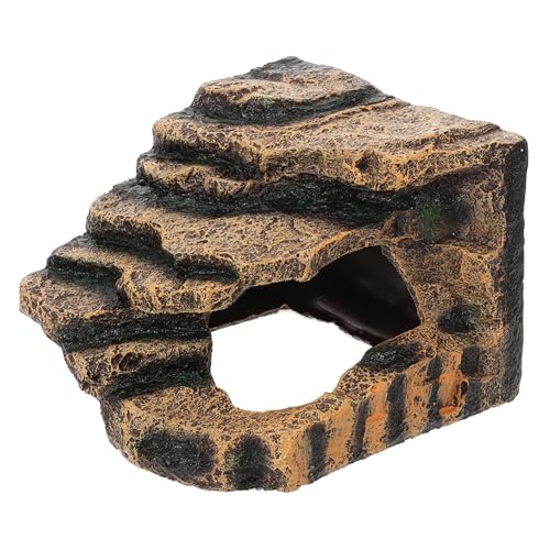 TOYANDONA Kletterplattformbrücke Für Haustierprodukte Rampe Zum Sonnenbaden Für Schildkröten Schildkrötenrampen Für Aquarien Reptilienfelsen Zierfelsen Für Aquarien Klettern Coffee Harz von TOYANDONA