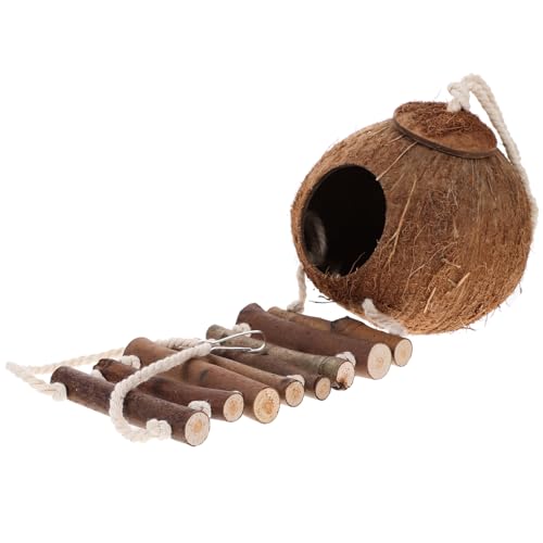TOYANDONA Kokosnuss Krabbenhaus mit Leiter Niedliches Versteck für Haustiere Aquarium und Terrarium Dekoration Langlebiges Holzmaterial für und Kleine Reptilien TOYANDONA Kokosnuss Krabbenhaus mit Leiter Niedliches Versteck für Haustiere Aquarium und Terrarium Dekoration Langlebiges Holzmaterial für und Kleine Reptilien von TOYANDONA