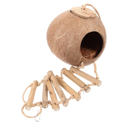 TOYANDONA Kokosnussschalen Vogelhaus mit Leiter Hängendes Vogelbett für Haustiere Teiliges für Papageien und Nagetiere Dekorative Niststätte für Stressfreies Wohnen TOYANDONA Kokosnussschalen Vogelhaus mit Leiter Hängendes Vogelbett für Haustiere Teiliges für Papageien und Nagetiere Dekorative Niststätte für Stressfreies Wohnen von TOYANDONA