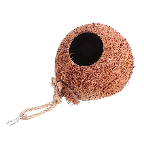 TOYANDONA Kokosnussschalen Vogelnest Sittich Kokosnuss Hängende Kokosnuss Vogelnesthütte Mit Leiter Lebensraum Vogel Paarungsnest Natürliches Vogelnest Für Käfig Kleiner Schlüssel von TOYANDONA