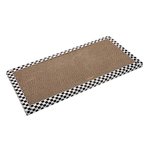 TOYANDONA Kratzbrett für Katzen aus Wellpappe Interaktives Kratzspielzeug für Drinnen Platzsparend Schützt Möbel Einsamkeit Gelbes Schachbrettdesign von TOYANDONA