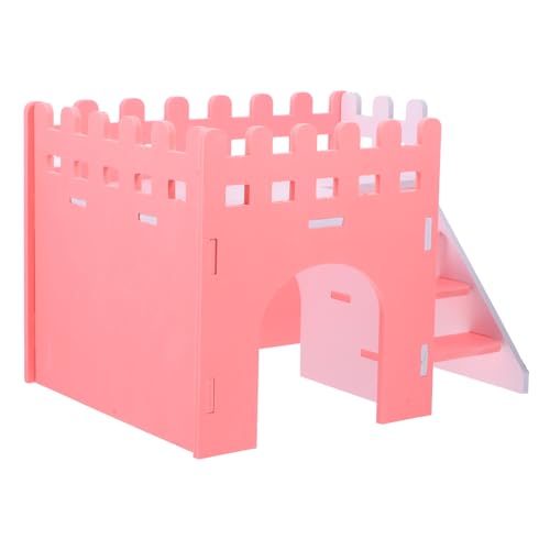 TOYANDONA Mehrstöckiges Hamsterhaus aus Strapazierfähigem Kleines Versteck mit Zwei Rosa Meerschweinchen und Chinchilla Spielhaus Gemütlicher Rückzugsort für Kleine Nagetiere und Kleintiere von TOYANDONA