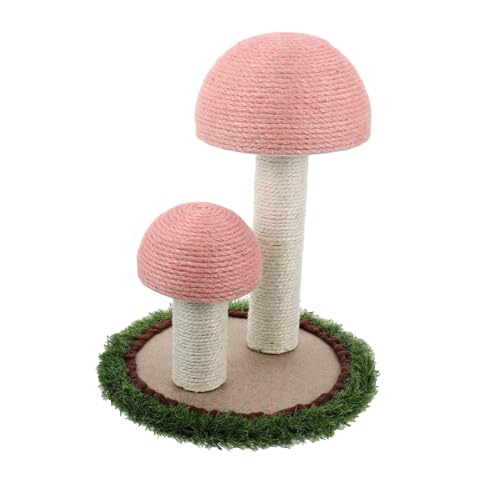 TOYANDONA Natürlicher Sisal Kratzbaum Pilzform Katzenkletterrahmen Langlebig Kratzfest Katzenspielzeug für Katzen zum Klettern und Kratzen Rosa von TOYANDONA
