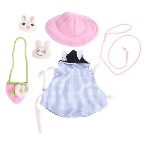 TOYANDONA Niedliches Haustier Kostümset mit Atmungsaktiver Weste und Leine für Kaninchen und Kleine Haustiere Inklusive Hut Haarnadel und Tragetasche für und Tägliches Tragen von TOYANDONA