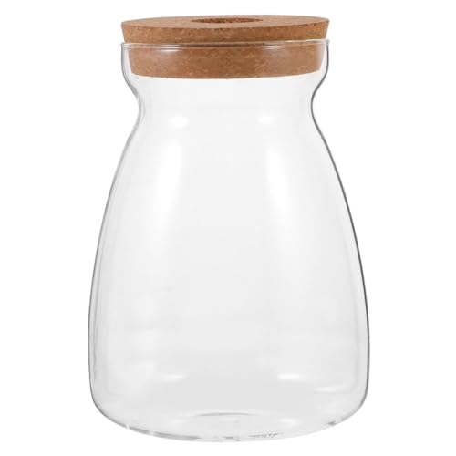 TOYANDONA Ökologische Mikrolandschaftsflasche Hydrokultur-Pflanzgefäß aus Glas Holzdeckel für Pflanzgefäß Holzdeckel für Glasvase Glasterrarium mit Deckel Desktop-Hydrokulturglas Transparent von TOYANDONA