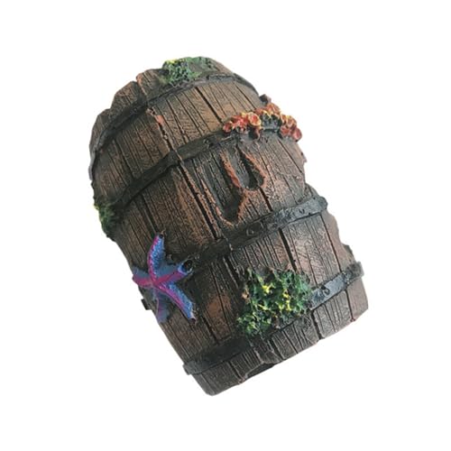 TOYANDONA Ornamental Fish Hiding Cave Aquarium Dekoration Künstlicher Weinfaß Versteck für Fische Hohe Simulation Sicheres Laichumfeld für Süßwasseraquarien von TOYANDONA