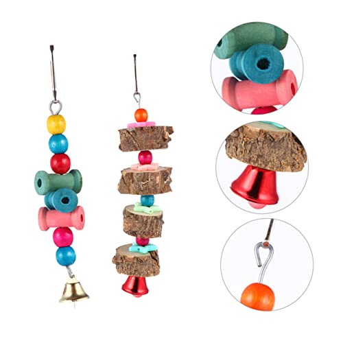 TOYANDONA 7stücke Hängespielzeug Für Papagei Vogelspielzeug Aus Holz Und Baumwollseilen Kauspielzeug Für Kleine Und Mittelgroße Vögel Geeignet Für Wellensittiche Und Sittiche Zum von TOYANDONA
