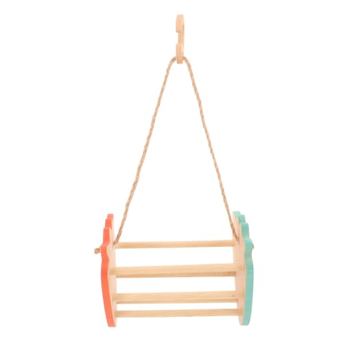 TOYANDONA Papagei Schaukelspielzeug Holz für Sittiche und Papageien Vogel Hängespielzeug mit Sitzstange Sicher und Kreativ Fördert Balance und Klettern Vogelspielzeug von TOYANDONA