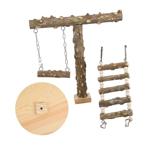 TOYANDONA Papageien Klettertreppe Aus Natürlichem Holz Praktische Vogel Mit Standfuß Für Papageien Und Wellensittiche Fördert Bewegung Und Spielvergnügen von TOYANDONA