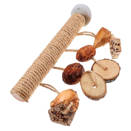 TOYANDONA Holz Sitzstange Für Vögel Mit Kauspielzeug Stabile Vogelperch Für Wellensittiche Papageien Und Nymphensittiche Einfach Zu Montieren Sicher Und Langlebig Fördert Das Klettern Und Kn von TOYANDONA