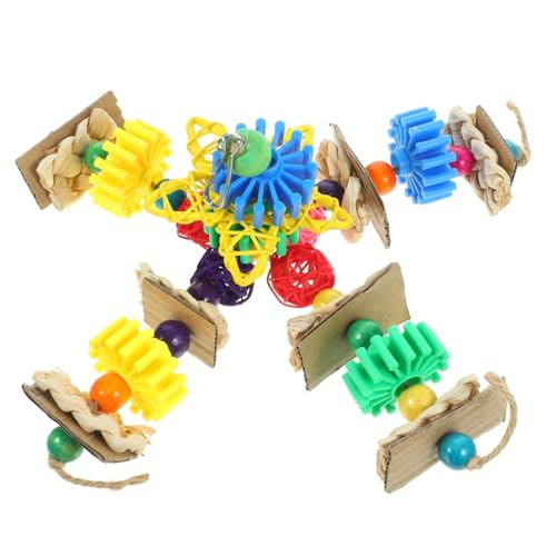 TOYANDONA Papageienspielzeug aus Verschleißfestem Material mit Glocke Kreatives Kauspielzeug für Mittelgroße Papageien Wellensittiche und Nymphensittiche Geeignet als Zufällige Farbe von TOYANDONA