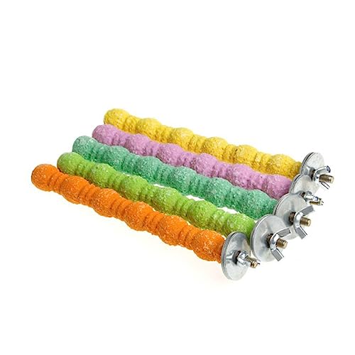 TOYANDONA Parrot Stand Vogelkäfig Ständer mit Sicherem Langlebigem Kauspielzeug für Papageien und Kleine Vögel rutschfeste Sitzstange mit Natürlicher Krallenpflege Einfach Zufällige Farbe von TOYANDONA