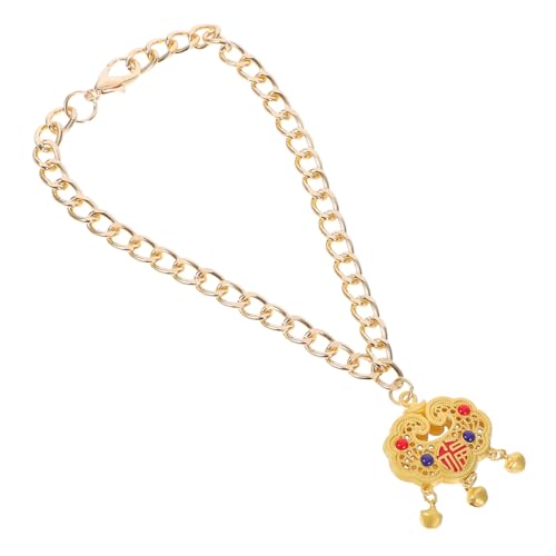 TOYANDONA Pet Metall Lock -anhänger Chinesische Haustierkette Pet Halskette Lock -Charme Schloss Halskette Männer Jingle Bell-Halskette Langlebigkeitsverriegelungszauber Kettenschloss Golden von TOYANDONA