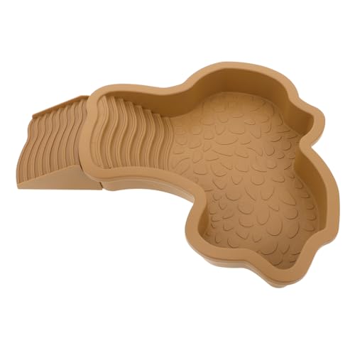 TOYANDONA Pet Turtle Badewanne Schildkröte -backen -tanktoper Großer Schildkrötenbadetool Dekorationen Für Schildkrötenpanzer Reptilien -ackplattform Schildkröten-badebecken Khaki Plastik von TOYANDONA