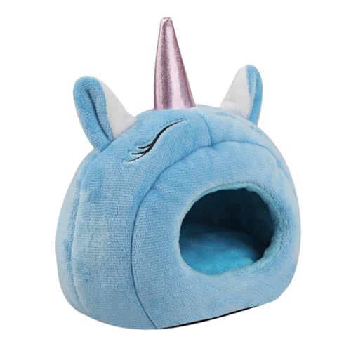 TOYANDONA Plüsch Hamsterhaus Einhornform Wärmendes Kuschelhöhle für Kleine Haustiere Wie Chinchillas Kaninchen Mäuse Stressreduzierend Schlafverbessernd mit Rutschfestem Zufällige Farbe von TOYANDONA