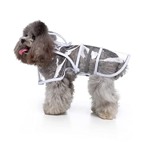 TOYANDONA Reflektierende Regenbekleidung für Hunde Haube Abdeckung Hundemäntel für große Hunde schützend Wasserdicht Welpe Haustier reflektierender Regenmantel Haustier Hund Overall Weiß von TOYANDONA
