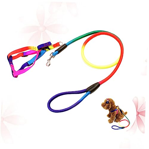 TOYANDONA Regenbogenfarbenes Hundegeschirr und Leine Einstellbare Hundeleine mit Zugstopp für Kleine für und Training S von TOYANDONA