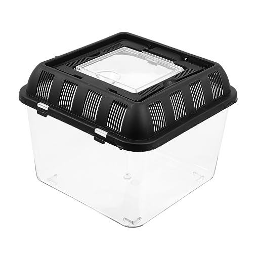 TOYANDONA Reptilien Aufzuchtbox Transparent mit Belüftung Tragbare Futter und Transportbox für Spinnen Schlangen und Kleine Reptilien Robustes Acrylgehäuse Praktischer Griff von TOYANDONA