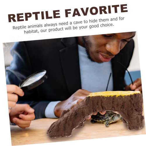 TOYANDONA Reptilien Versteck Höhle Schildkröten Sonnenplattform aus Harz Langlebige Terrarium Rampe für Landschildkröten und Aquarien Widerstandsfähige Basking Plattform für Reptil Zubehör von TOYANDONA