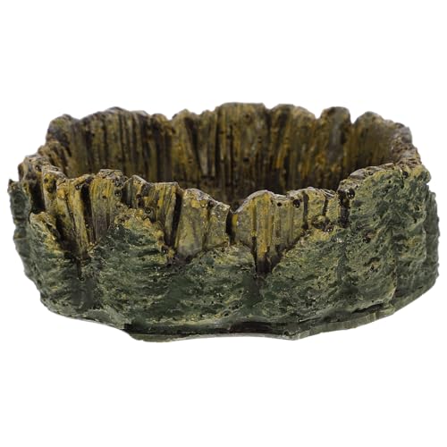 TOYANDONA Reptilien Wasserschale Aus Harz Mit Dekorativem Holzdesign rutschfeste Futterschale Für Schildkröten Und Geckos Für Wasser Und Futter Im Terrarium Langlebig von TOYANDONA