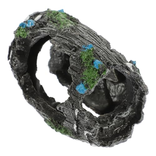 TOYANDONA Resin Aquarium Deko Höhle Fischversteck Langlebig Realistisch Schwarze Versteckhöhle für Aquarienlandschaft und Haustierunterkunft von TOYANDONA