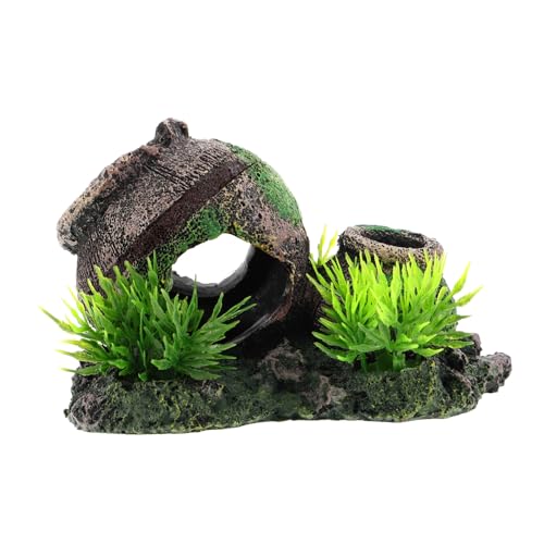 TOYANDONA Resin Aquarium Dekoration Broken Jar Ornament Vintage Versteck Höhle für Garnelen Betta Sichere Rückzugsmöglichkeit Fisch und Shrimp Langlebiges Aquarium Landschaftselement von TOYANDONA