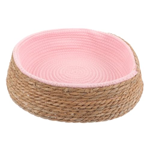 TOYANDONA Rundes Handgeflochtenes Katzenbett aus Natürlichem Rattan Atmungsaktiv und Ganzjährig Nutzbar Dekoratives Haustiernest für Welpen und Katzen Waschbar Kleines Pinkes Schlafkissen TOYANDONA Rundes Handgeflochtenes Katzenbett aus Natürlichem Rattan Atmungsaktiv und Ganzjährig Nutzbar Dekoratives Haustiernest für Welpen und Katzen Waschbar Kleines Pinkes Schlafkissen von TOYANDONA