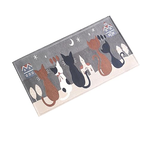 TOYANDONA Saugfähige rutschfeste Bodenmatte Cartoon-bodenmatte Drinnen Matten Indoor-fußmatte Fußmatte Innen Eingangsteppich Hallo Fußmatte Für Tierböden Katzentür Süße Katze Grau von TOYANDONA
