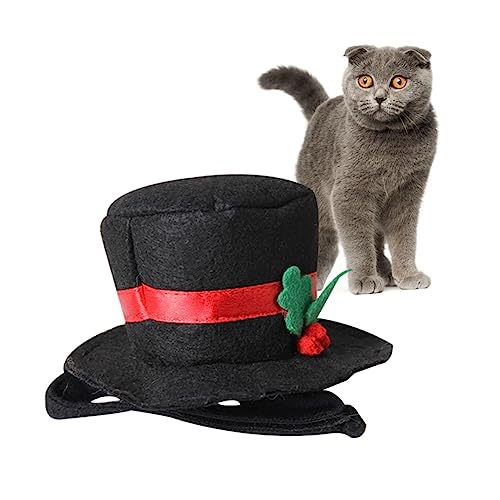 TOYANDONA Schwarz Eleganter Haustier Hut für Hunde und Katzen für Weihnachten Halloween und Verstellbar Atmungsaktiv für Fotoshootings und Besondere Anlässe von TOYANDONA